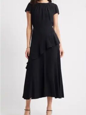 Caslon Black Ruffled Maxi Dress With Pockets